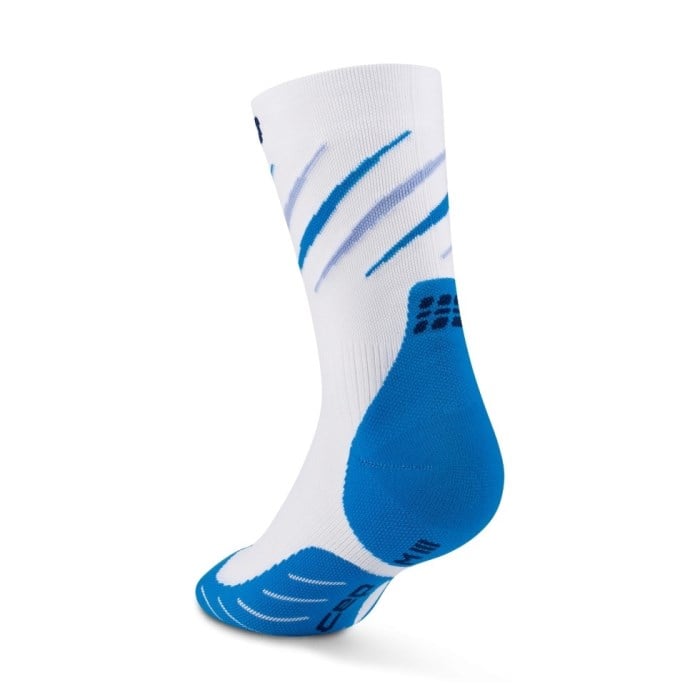 CEP Core Run Claws Mid Cut Mens Socks - White/Blue
