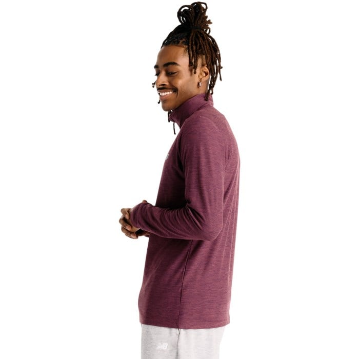 New Balance Space Dye Mens 1/4 Zip - Faded Plum Heather
