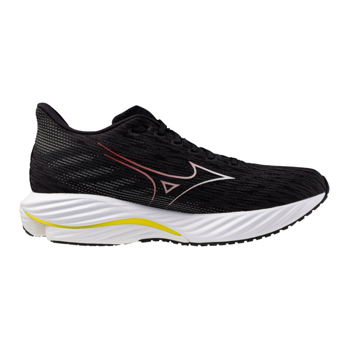 Mizuno Wave Rider 28 - Mens Running Shoes - Black/White/Evening Primrose