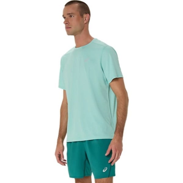 Asics Silver Mens Short Sleeve Running T-Shirt - Oasis Green