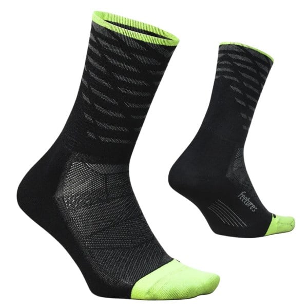 Feetures Elite Light Cushion Mini Crew Running Socks - Tempo Black
