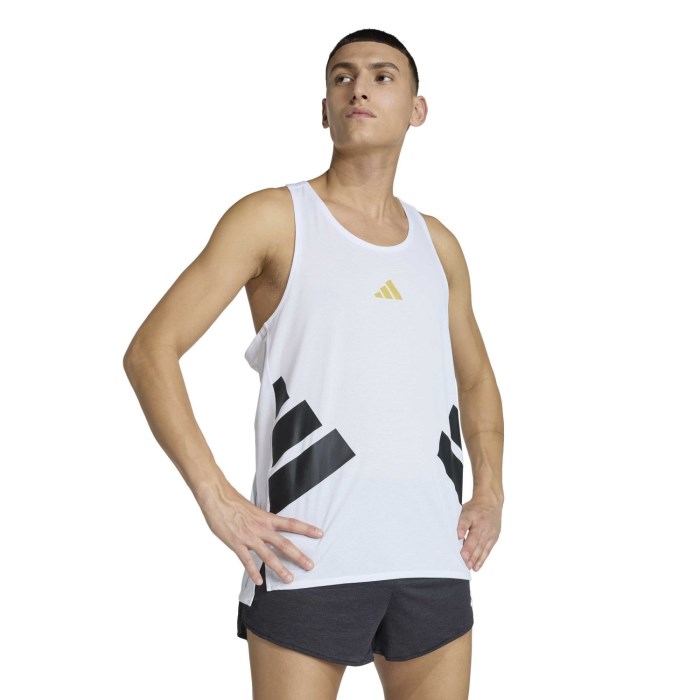 adidas Adizero Mens All Time Classic Running Tank Top - White/Black