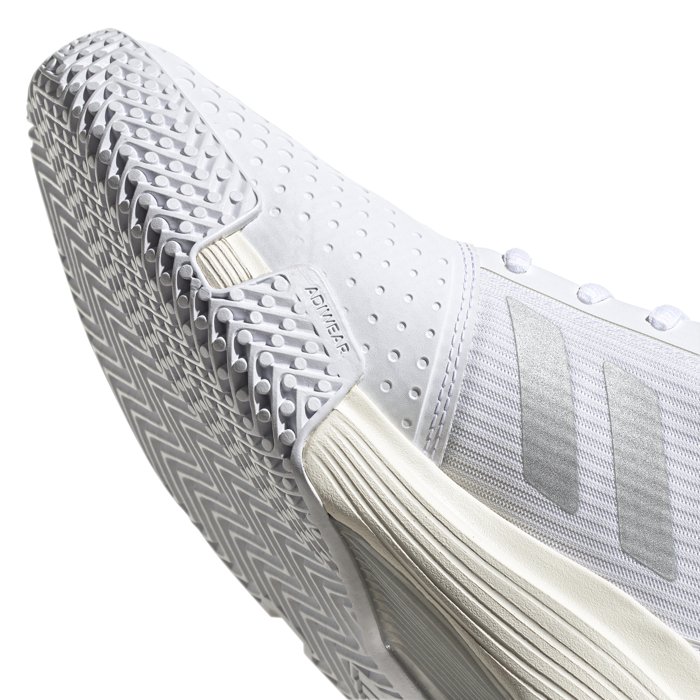Adidas CourtJam Bounce - Womens Tennis Shoes - White/Silver Metallic/Solar Red