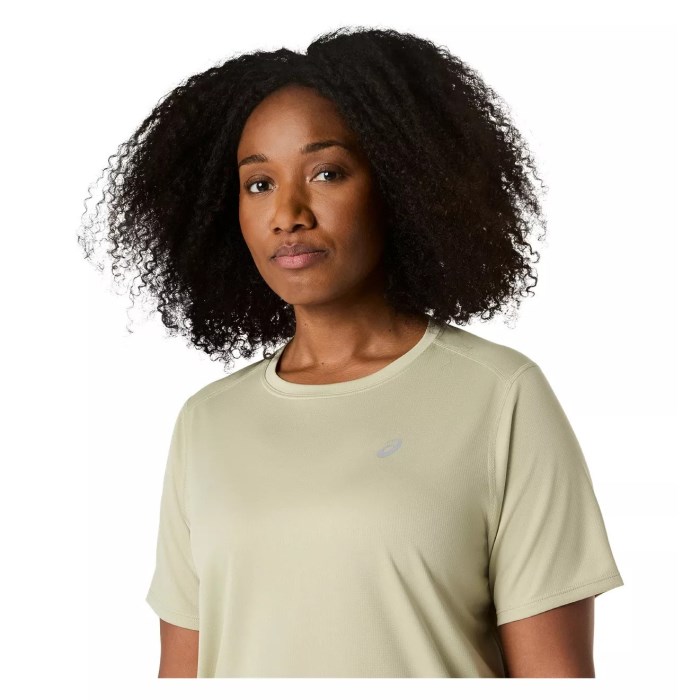 Asics Silver Short Sleeve Running T-Shirt - Womens Running Clothing - Khaki