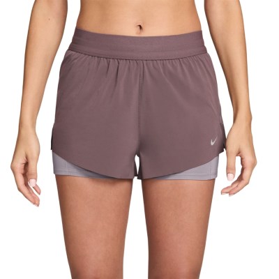 Nike Swift Mid-Rise Womens 2-In-1 Running Shorts - Tattoo/Light Violet Ore/Reflective Silver