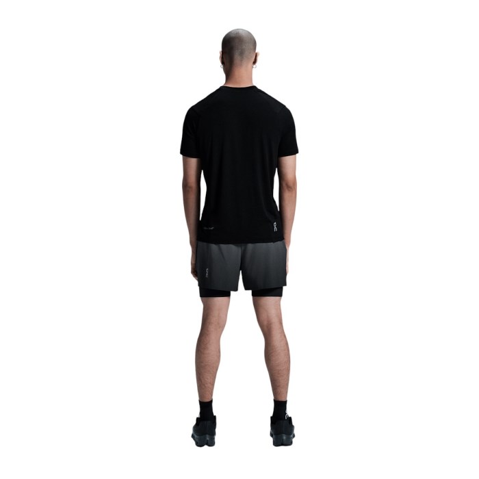 On Running Pace-T Mens Running Top - Black/Iron