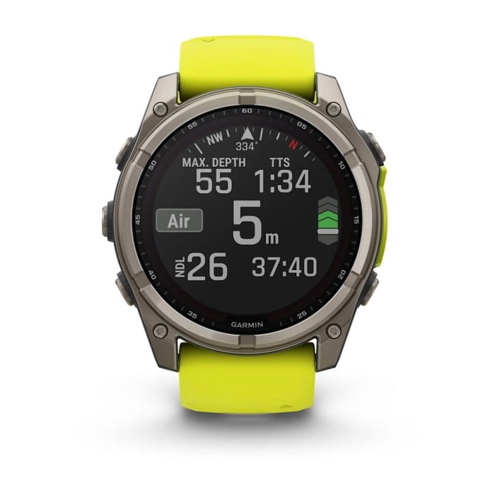 Garmin Fenix 8 Solar 51mm Sapphire Edition Titanium Watch - Amp Yellow/Graphite Silicone Band - image 5