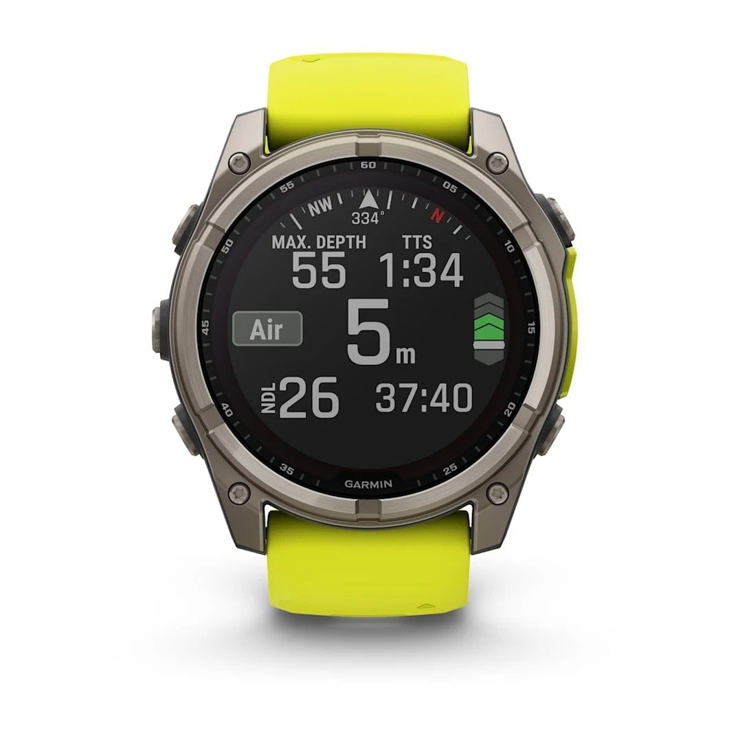 Garmin Fenix 8 Solar 51mm Sapphire Edition Titanium Watch - Amp Yellow/Graphite Silicone Band - image 5