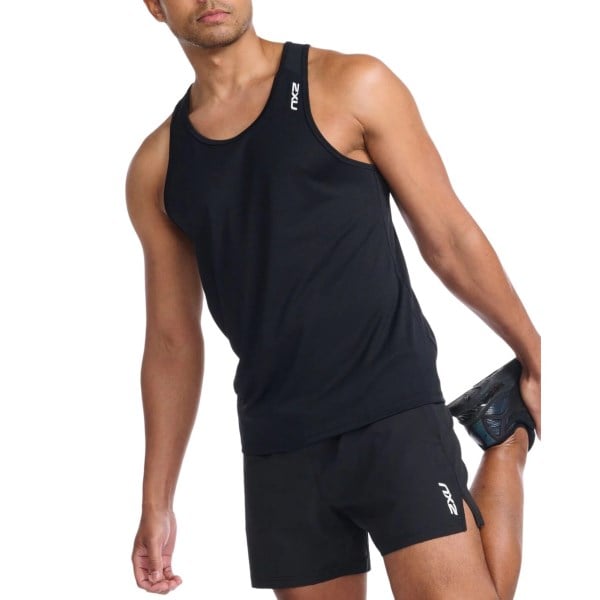 2XU Aspire Mens Running Singlet - Black/White
