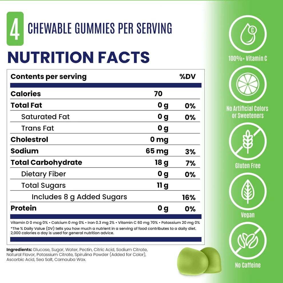 SaltStick Energy Gummies - 8 Count Packet - Green Apple - image 2