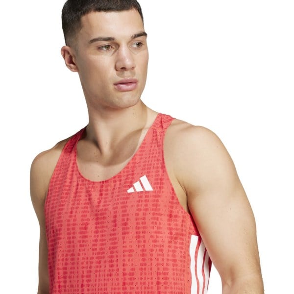 Adidas Mens Adizero Run Singlet - Semi Lucid Red/Pure Ruby