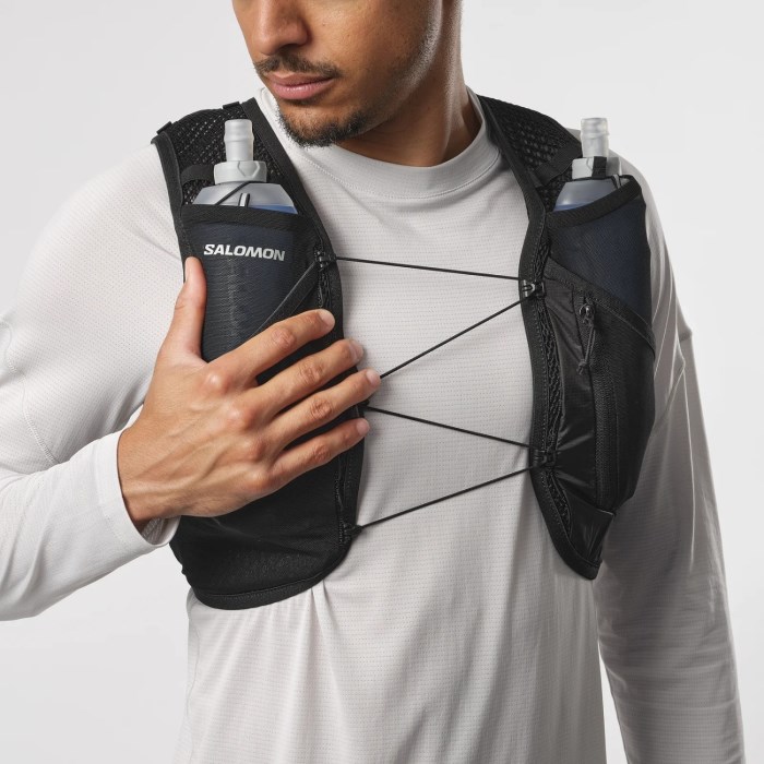 Salomon Active Skin 4 Set Unisex Trail Running Vest With Flasks - Black/Metal