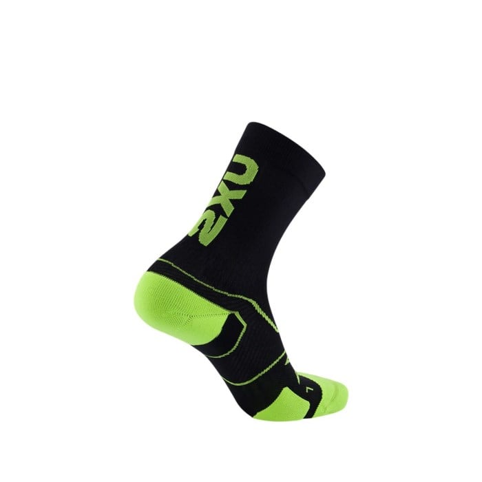 2XU Vectr Cushion Crew - Unisex Running Socks - Black/Volt