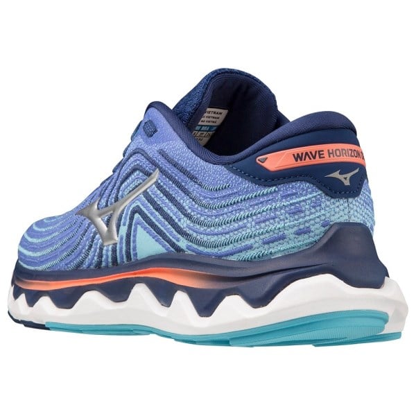 Mizuno Wave Horizon 6 - Womens Running Shoes - Dazzling Blue/Silver/Neon Flame