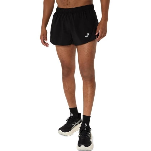 Asics Silver Split 2.5 Inch Mens Running Shorts - Performance Black