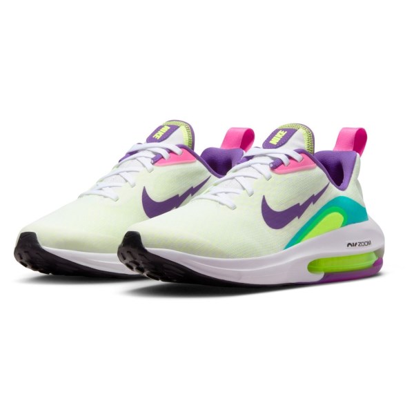 Nike Air Zoom Arcadia 2 SE GS - Kids Running Shoes - White/Purple Cosmos/Teal Nebula/Volt