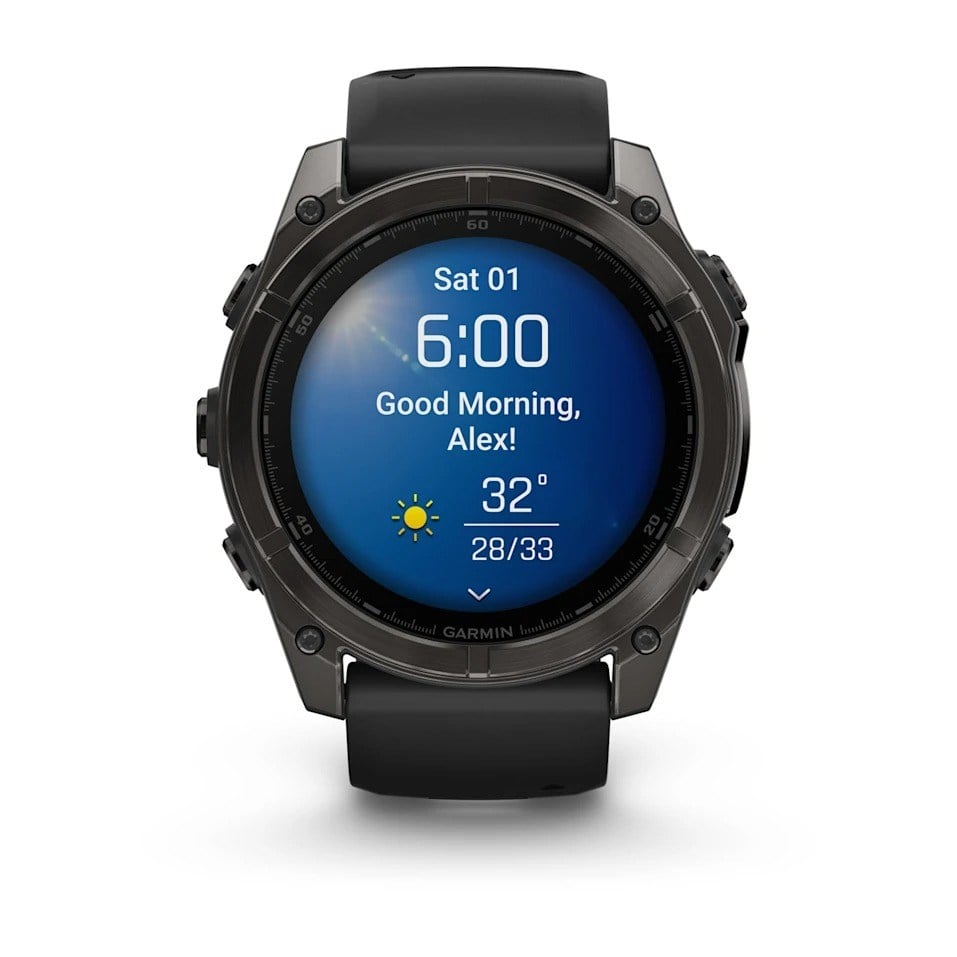 Garmin Fenix 8 51mm AMOLED Sapphire Edition Titanium Watch - Carbon Grey DLC Titanium with - Carbon Grey DLC Titanium with Black/Pebble Grey Silicone Band - image 2