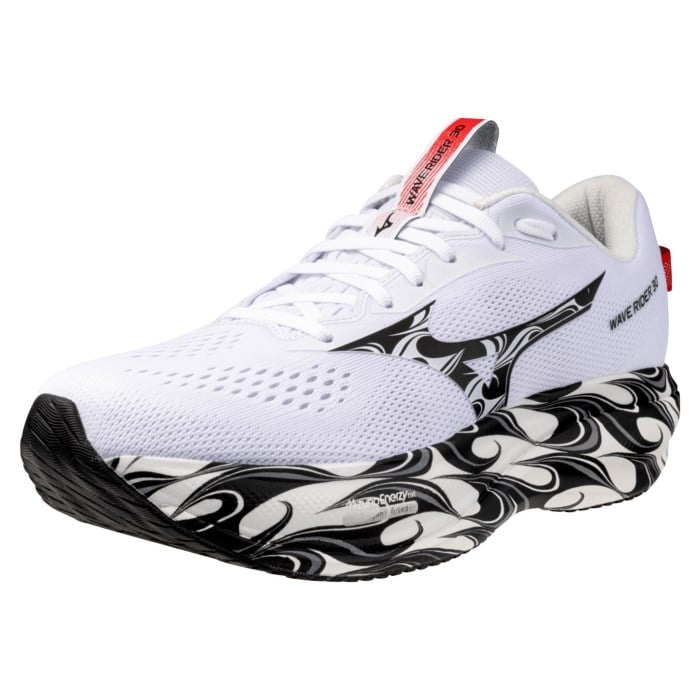 Mizuno Wave Rider 30 - Unisex Running Shoes - White/Black/High Risk Red - image 5