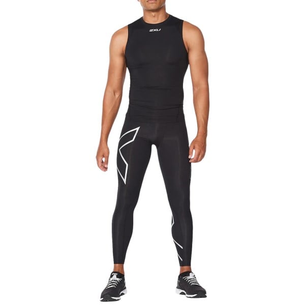 2XU Core Mens Compression Sleeveless Tank Top - Black/Silver
