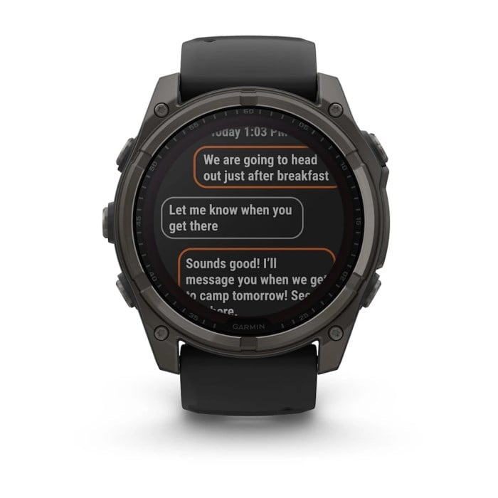 Garmin Fenix 8 Solar 51mm Sapphire Edition Titanium Watch - Carbon Grey Titanium with Black/Pebble - Carbon Grey Titanium with Black/Pebble Grey Silicone Band - image 12