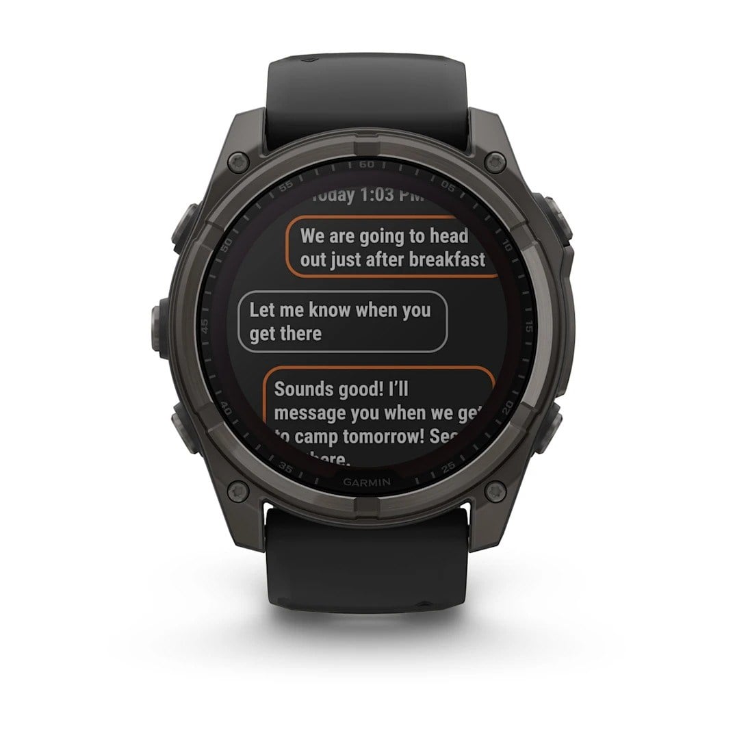 Garmin Fenix 8 Solar 51mm Sapphire Edition Titanium Watch - Carbon Grey Titanium with Black/Pebble - Carbon Grey Titanium with Black/Pebble Grey Silicone Band - image 12