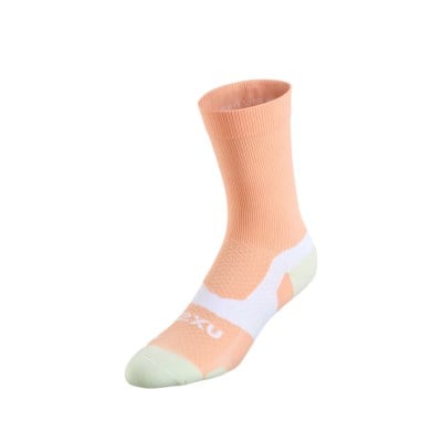 2XU Vectr Light Cushion Crew Running Socks - Fuzzy Peach/Mint Dust