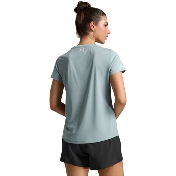 2XU Aero Womens Running T-Shirt - Smoke Blue/White Reflective