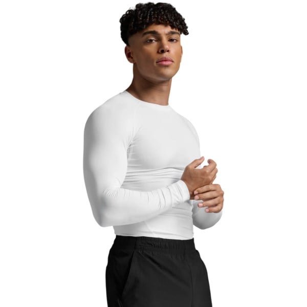 2XU Core Compression Mens Long Sleeve Running Top - White/No Logo