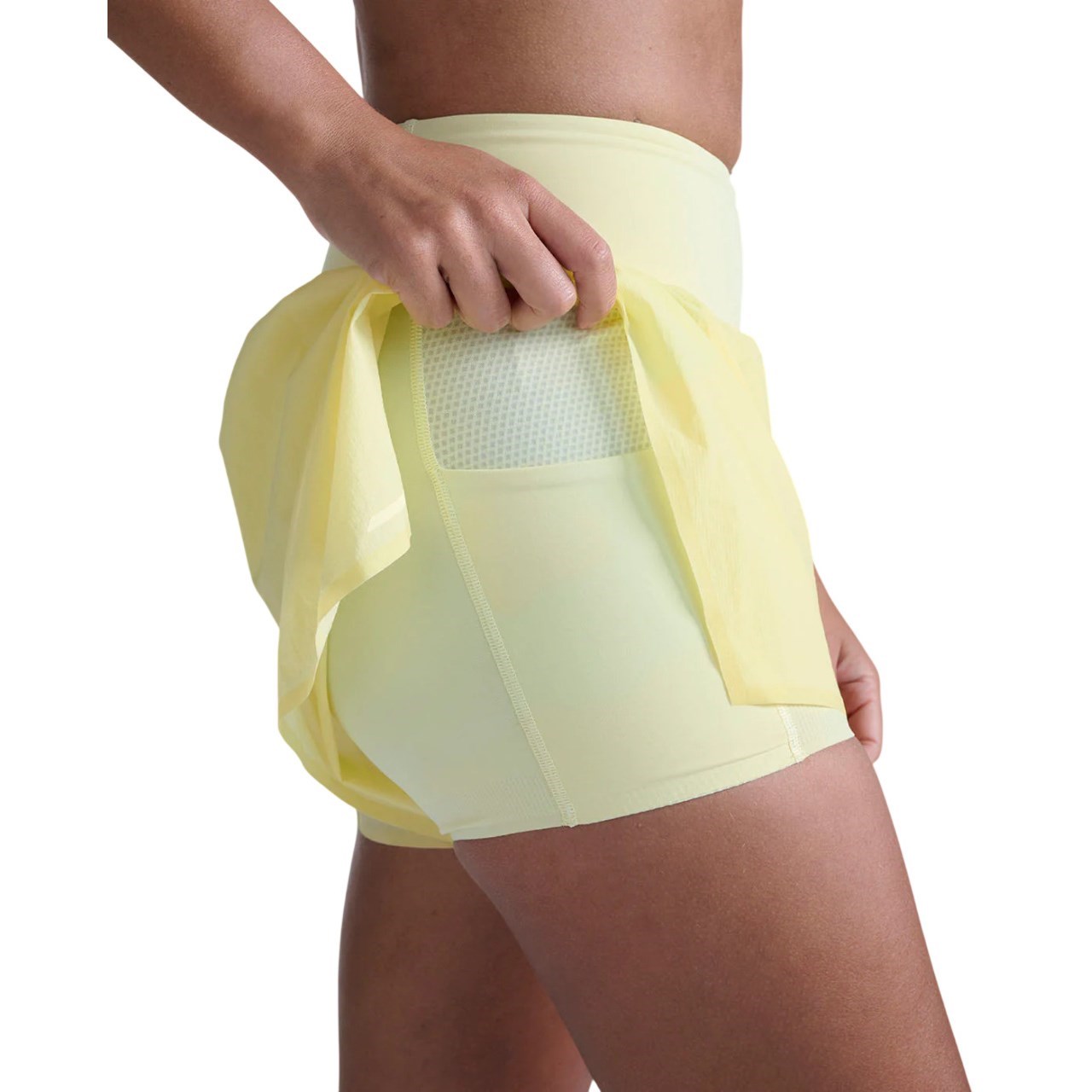 2XU Womens Aero Hi-Rise 2-in-1 3in Shorts - Lemon Ice/Lemon Reflective