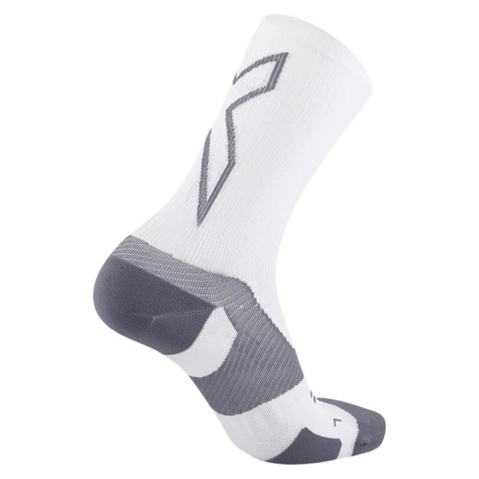 2XU Vectr Light Cushion Crew Running Socks - White/Grey - image 2