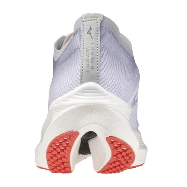 Mizuno Wave Rebellion Pro 2 - Womens Road Racing Shoes - White/Harbor Mist/Cayenne