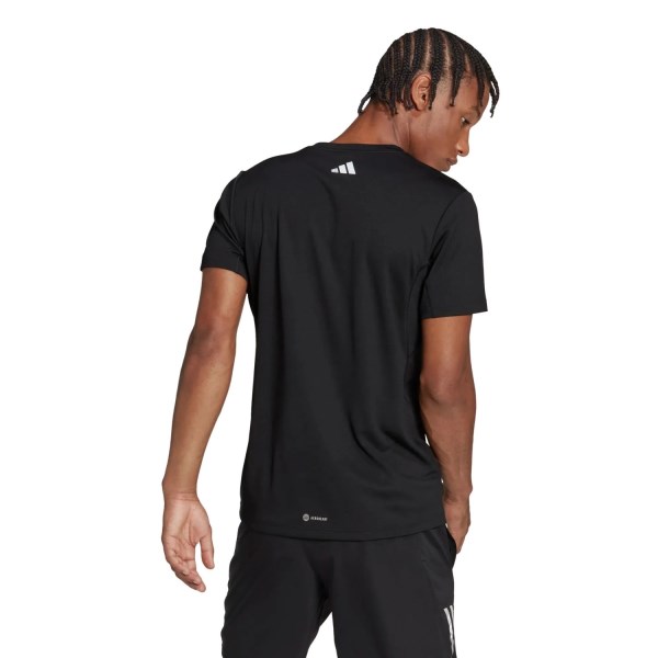 Adidas Run Icons 3 Bar Logo Mens Running T-Shirt - Black
