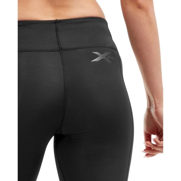 2XU Womens Mid-Rise Compression 3/4 Tights - Dotted Black Logo