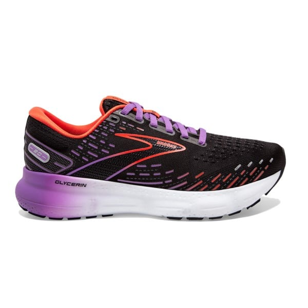 Brooks Glycerin 20 - Womens Running Shoes - Black/Bellflower/Fiesta