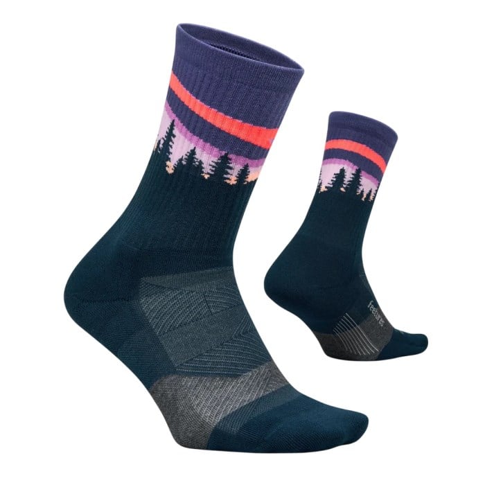 Feetures Trail Max Cushion Mini Crew Running Socks - Purple Aurora