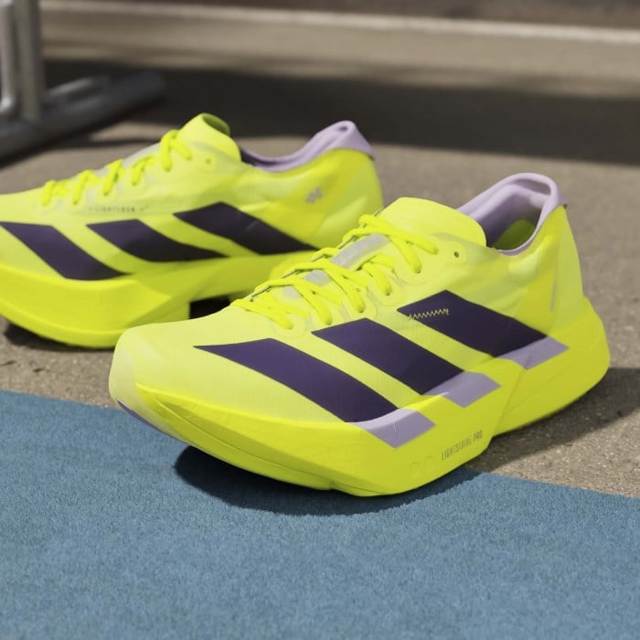 adidas Adizero Adios Pro 4 - Womens Racing Shoes - Solar Yellow/Aurora Plum/Powder Plum