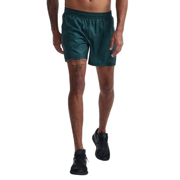 2XU Aero 5 Inch Mens Running Shorts - Pine Print/Black Reflective