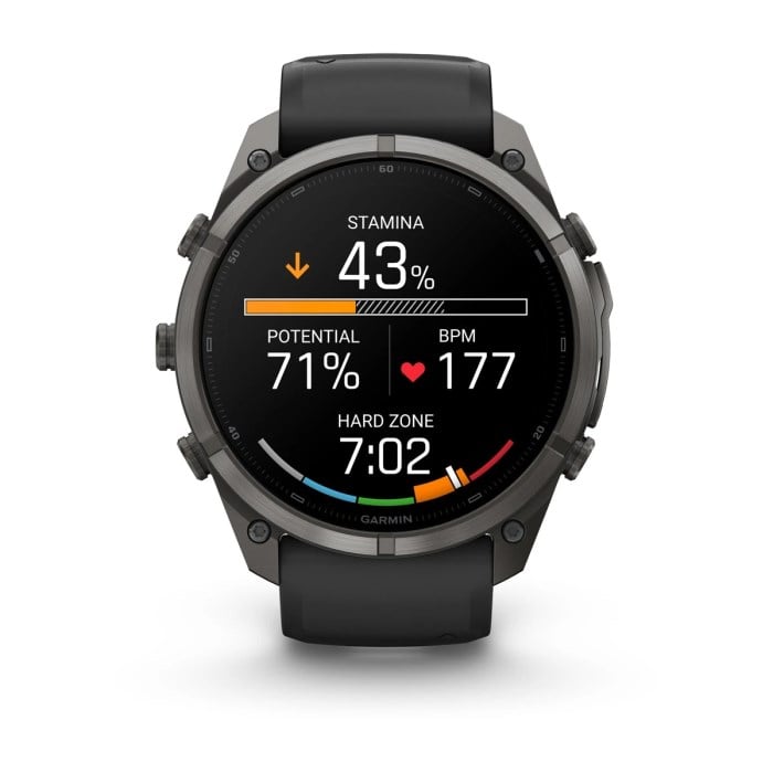 Garmin Fenix 9 Pro 51mm Premium Multisport Smartwatch - Carbon Grey DLC Titanium with Black/Pebble - Carbon Grey DLC Titanium with Black/Pebble Grey Silicone Band - image 9