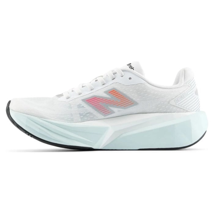 New Balance FuelCell Rebel v5 - Mens Running Shoes - White/Pink Heat/Glint Blue