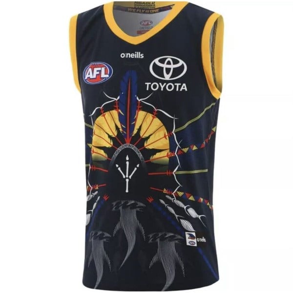 ONeills Crows FC 2021-2022 Indigenous Kids Sleeveless Football Guernsey - Navy