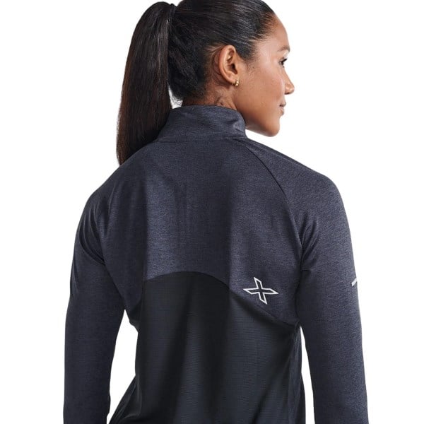 2XU Aero 1/2 Zip Womens Running Top - Black/Silver Reflective