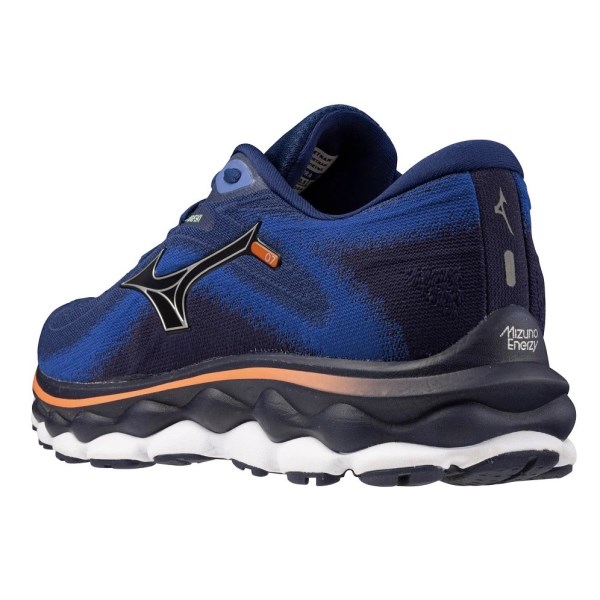 Mizuno Wave Sky 7 - Mens Running Shoes - Blue Depths/Silver/Neon Flame