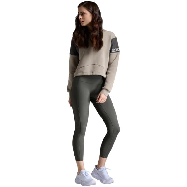 2XU Womens Form Spliced Crop Hoodie - Carbon/Green Mist