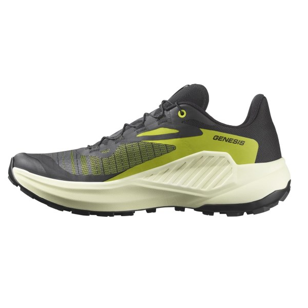 Salomon Genesis - Mens Trail Running Shoes - Black/Sulphur Spring/Transparent Yellow