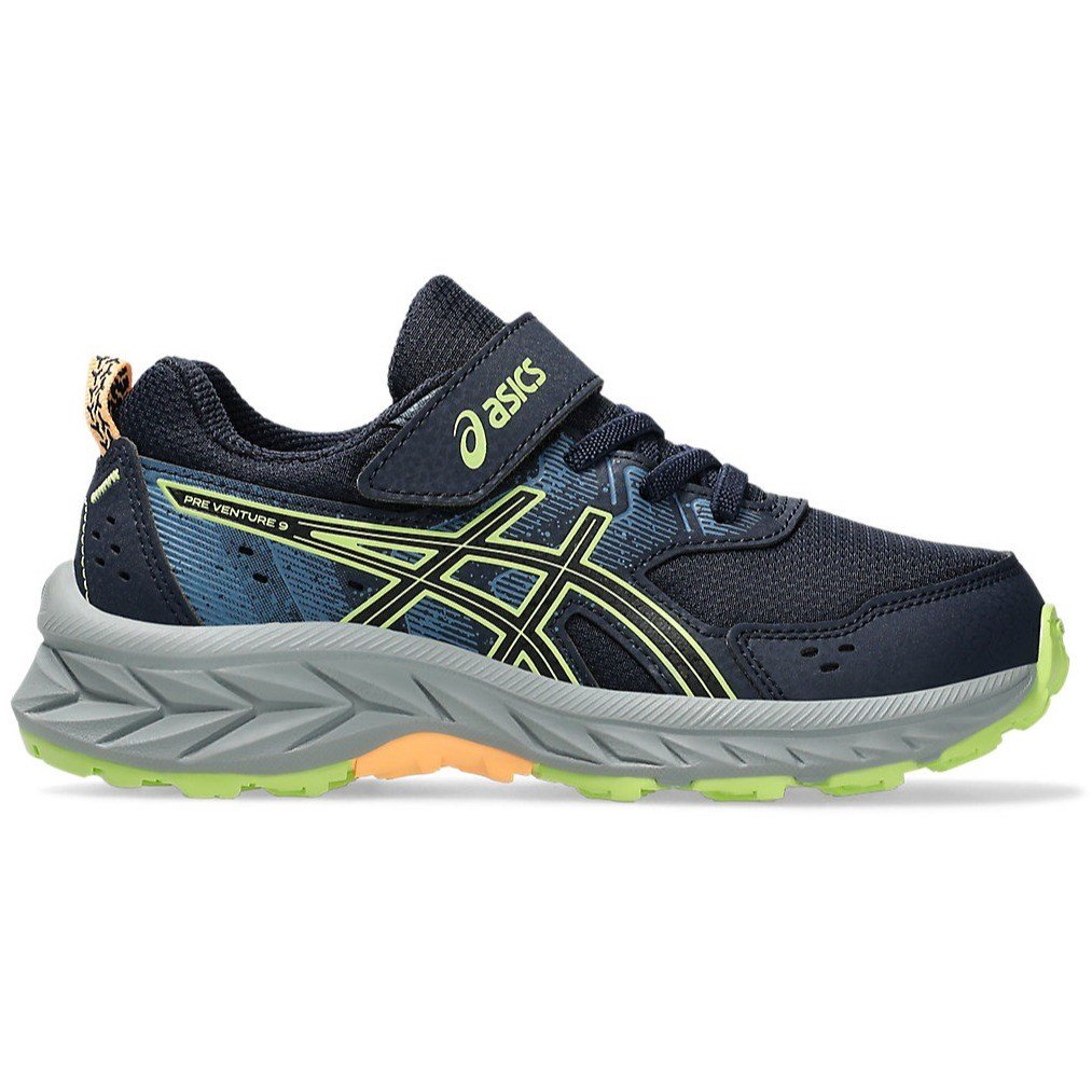 Asics Gel Venture 9 PS - Kids Trail Running Shoes - Midnight/Lime Green