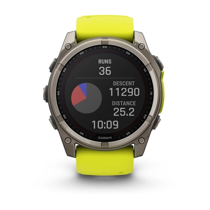 Garmin Fenix 8 Solar 51mm Sapphire Edition Titanium Watch - Amp Yellow/Graphite Silicone Band - image 6