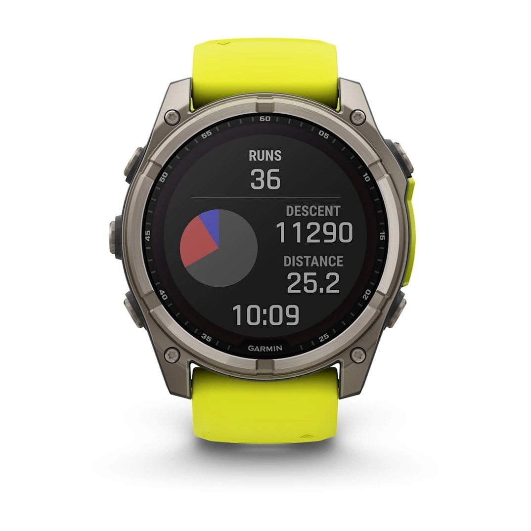Garmin Fenix 8 Solar 51mm Sapphire Edition Titanium Watch - Amp Yellow/Graphite Silicone Band - image 6