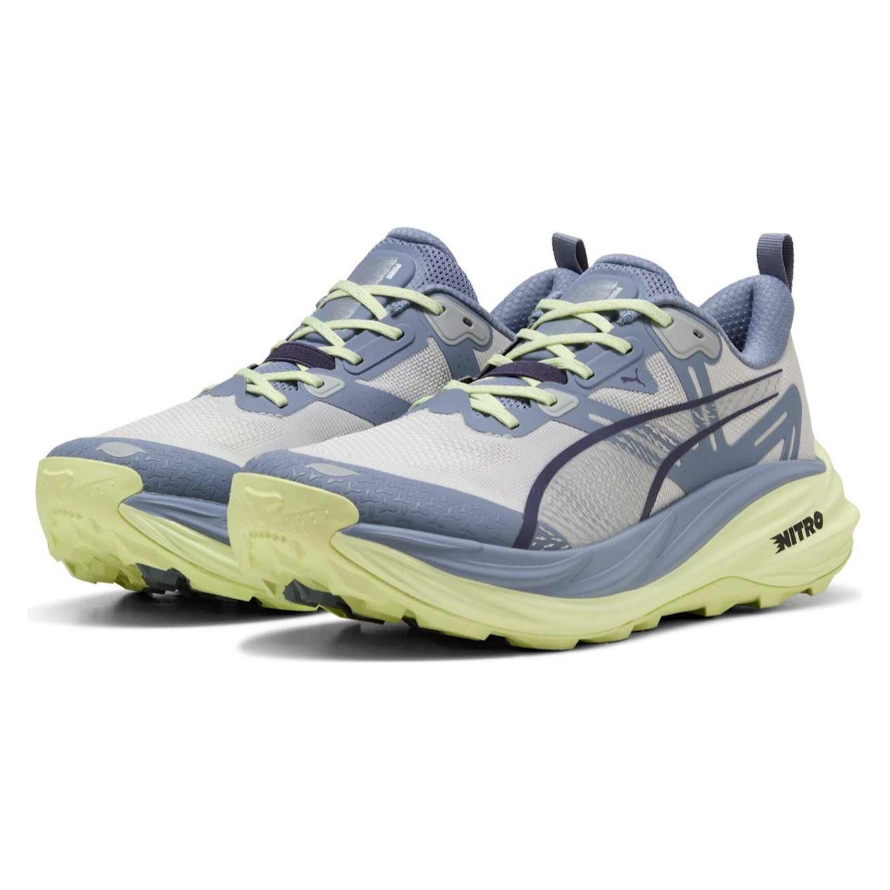 Puma Voyage Nitro 4 - Mens Trail Running Shoes - Vibrant Silver/Gray Sky/Apple Spritz