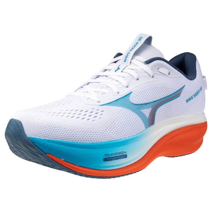 Mizuno Wave Rider 30 - Mens Running Shoes - White/Blue Jewel/Orange.com - image 7