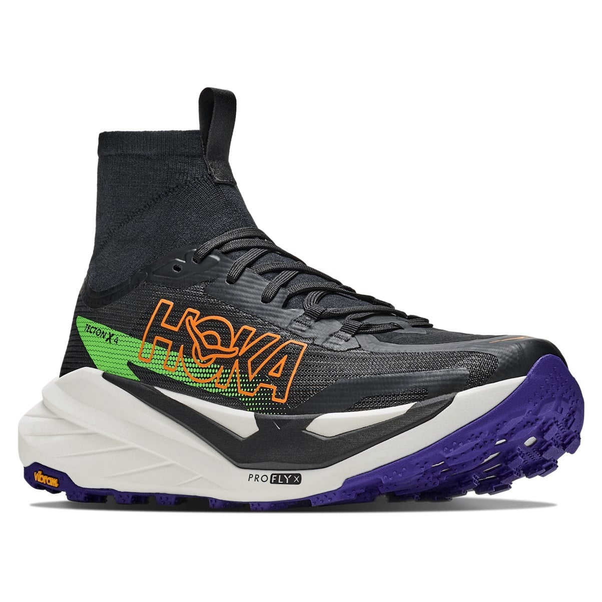 Hoka Tecton X 4 - Mens Trail Running Shoes - Black/Neon Green - image 3